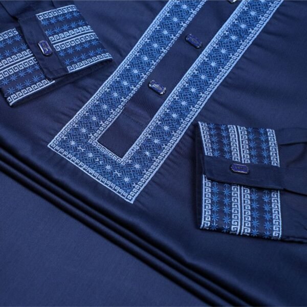 Men’s Embroidered Panjabi Blue - Image 2