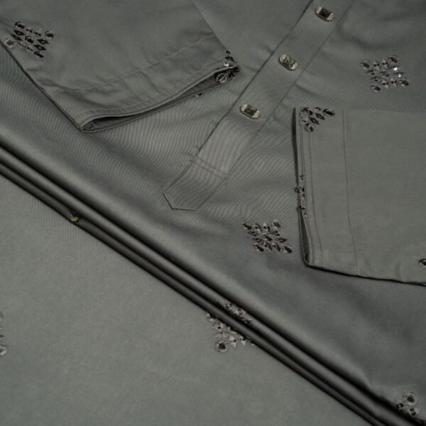 Luxury Embroidered Panjabi Gray - Image 3