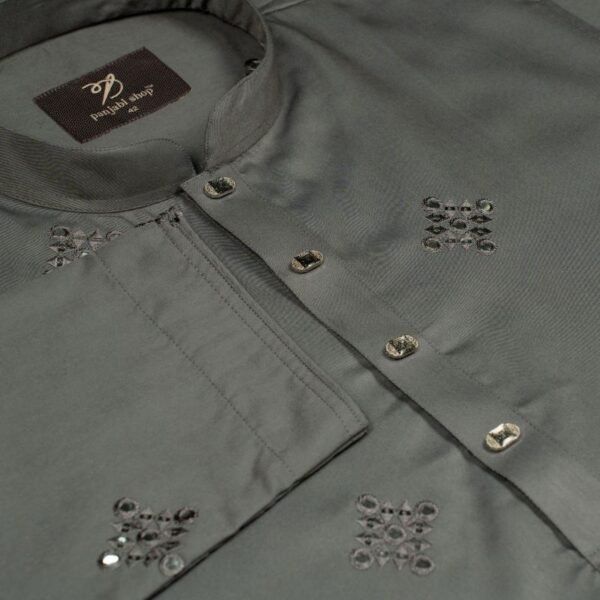 Luxury Embroidered Panjabi Gray - Image 2