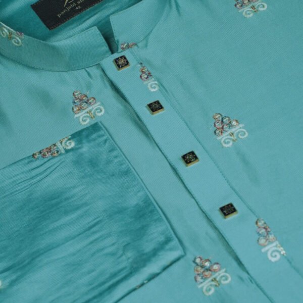 Signature Embroydery Panjabi Teal - Image 2