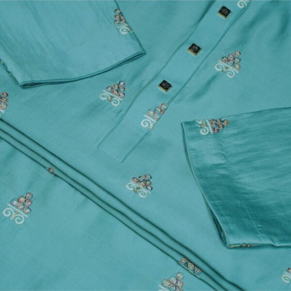 Signature Embroydery Panjabi Teal - Image 3